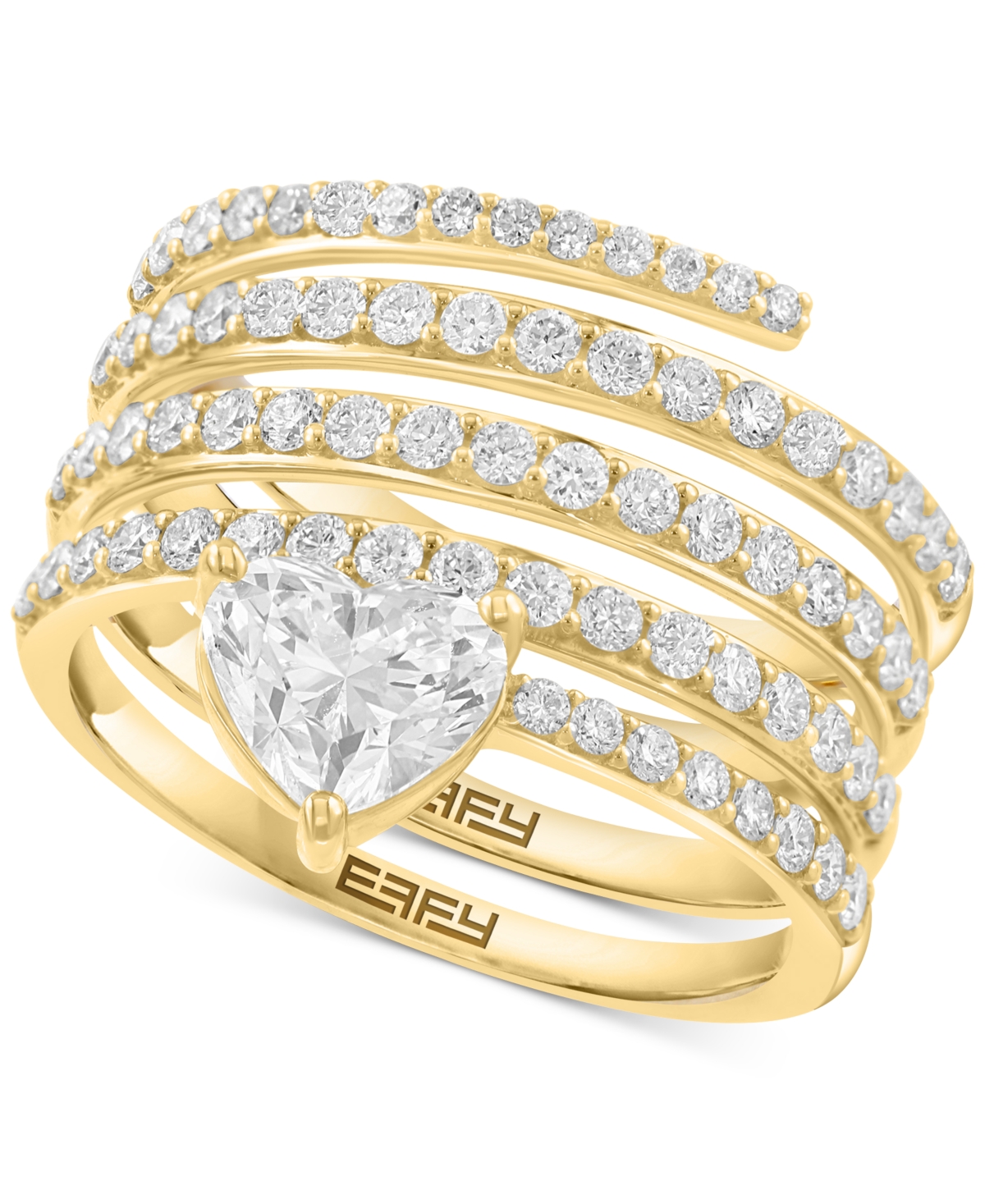 Effy Lab Grown Diamond Heart & Round Coil Wrap Ring (1-7/8 ct. t.w.) in 14k Gold - Yellow Gold