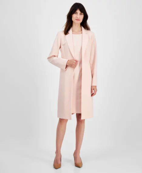 Women's Elongated Blazer Dress Suit Set, Regular & Petite - Light Blossom