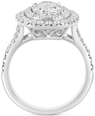 EFFY&reg; Lab Grown Diamond Oval & Round Double Halo Ring (2-7/8 ct. t.w.) in 14k White Gold