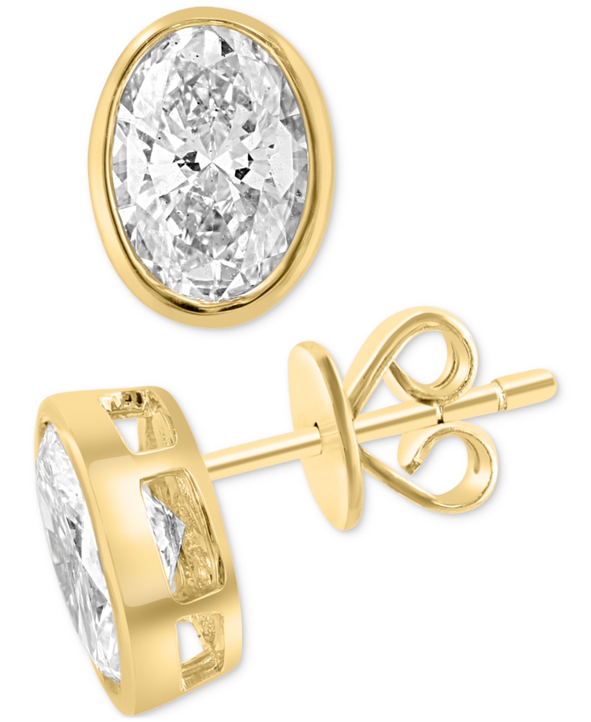 Effy Collection Effy Lab Grown Diamond Oval Stud Earrings (2 Ct. T.w.) In 14k Gold In Yellow Gold