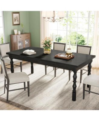 62” Wood Dining Table for 4-6 People, Farmhouse Large Rectangle Kitchen Table, Dinner Table Kitchen & Dining Room Furniture