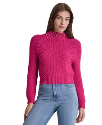 DKNY Jeans - Petite Embellished Mock-Neck Sweater