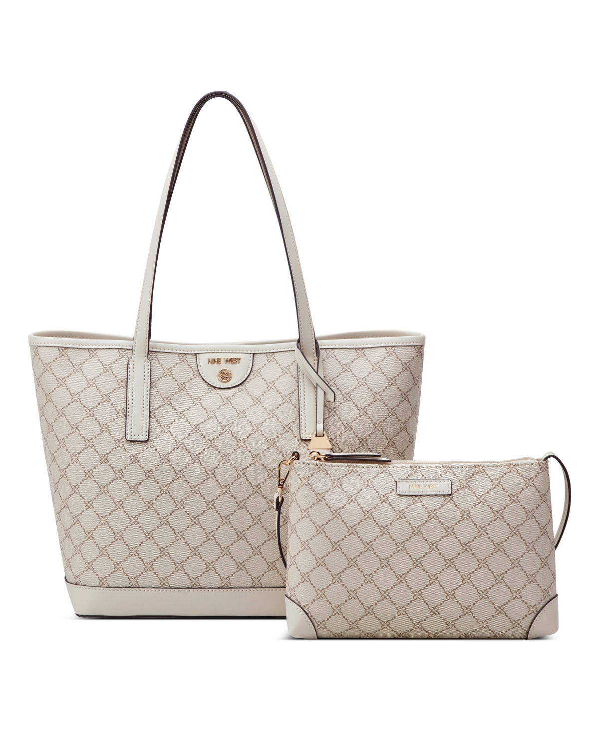 Nine West Teagan 2 In 1 Tote Bag In Mushroom Logo Milk