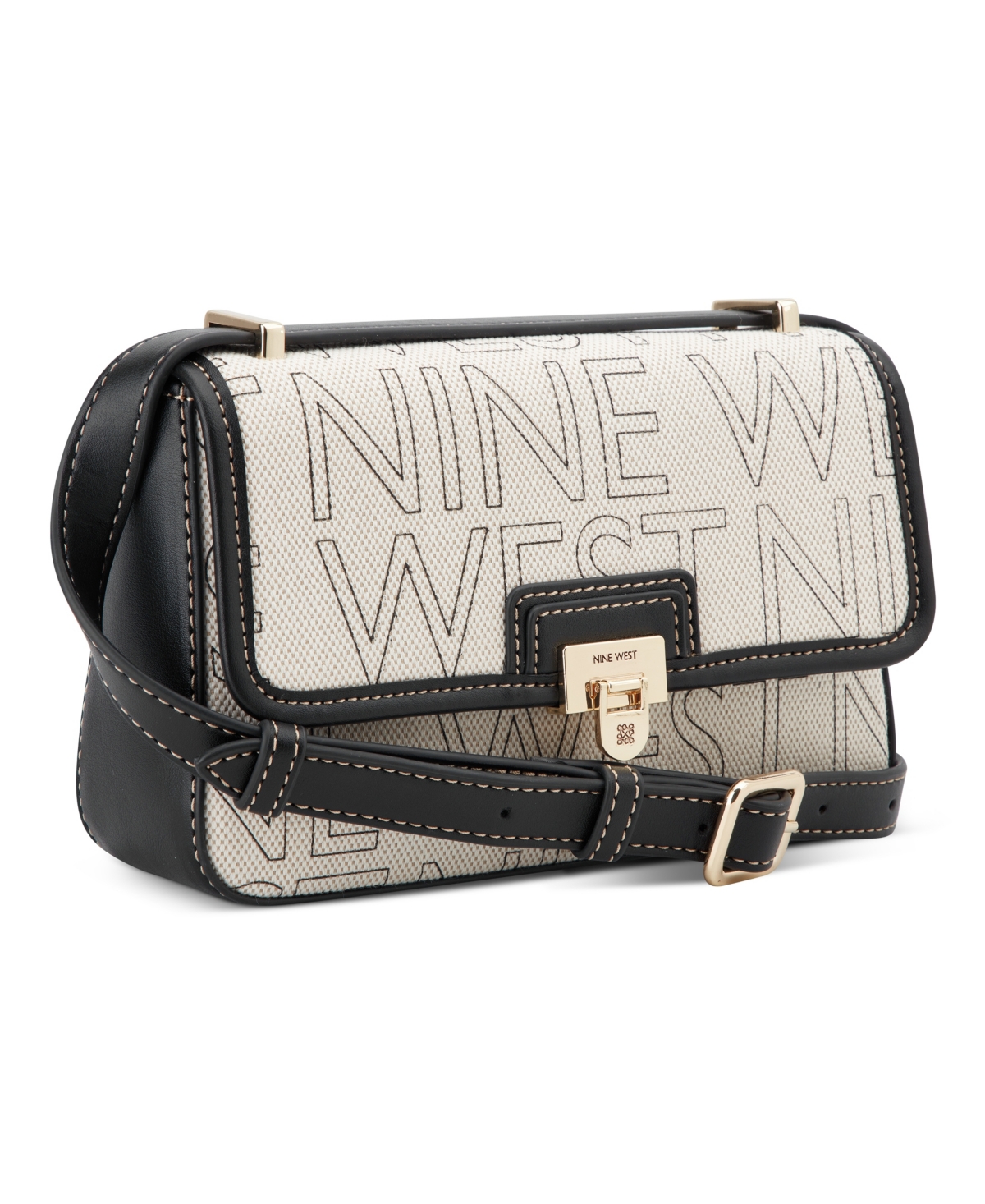 Nine West Peyton Convertible Crossbody Flap In Natural Black