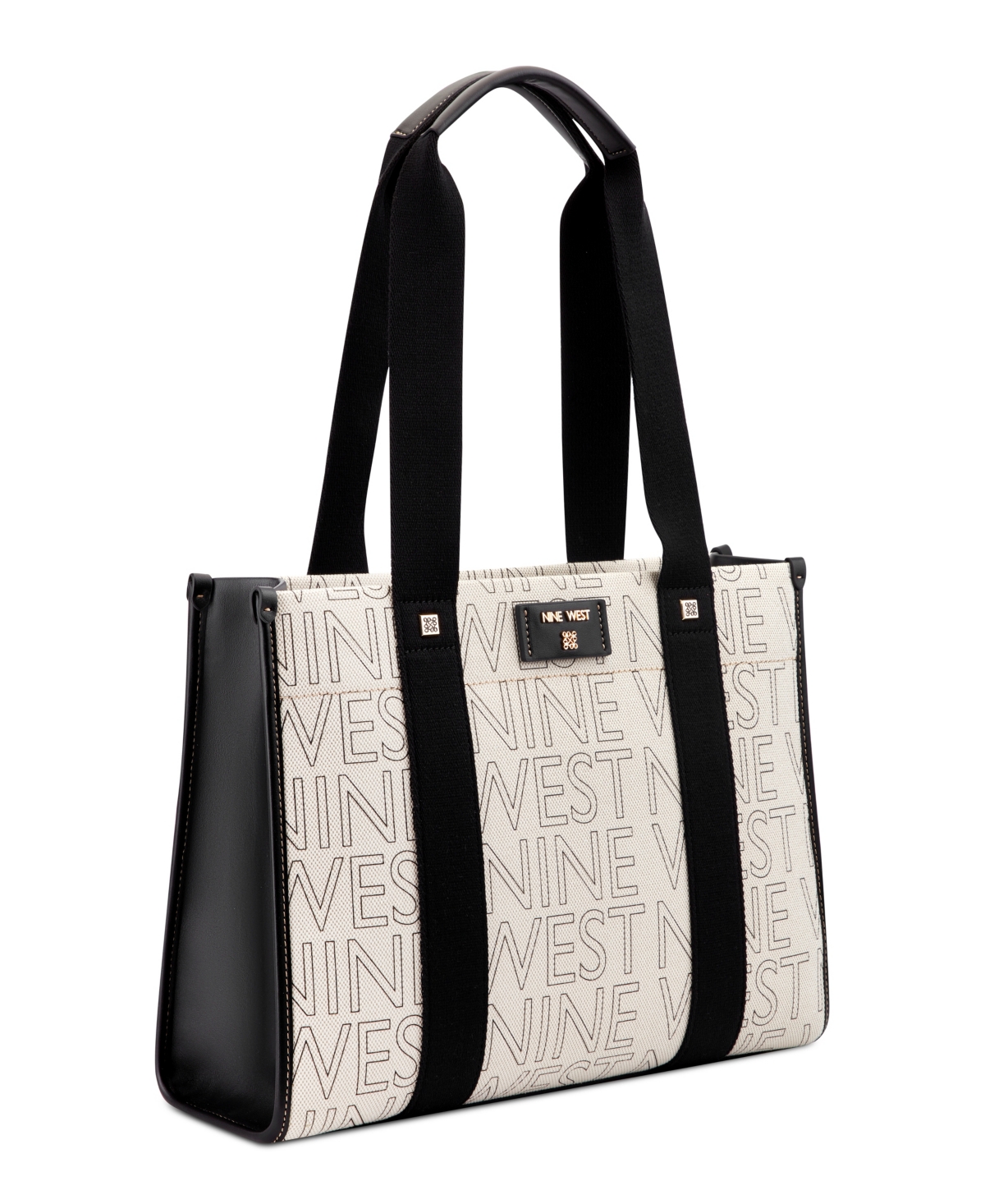 Nine West Payton Large Tote Bag In Natural Black