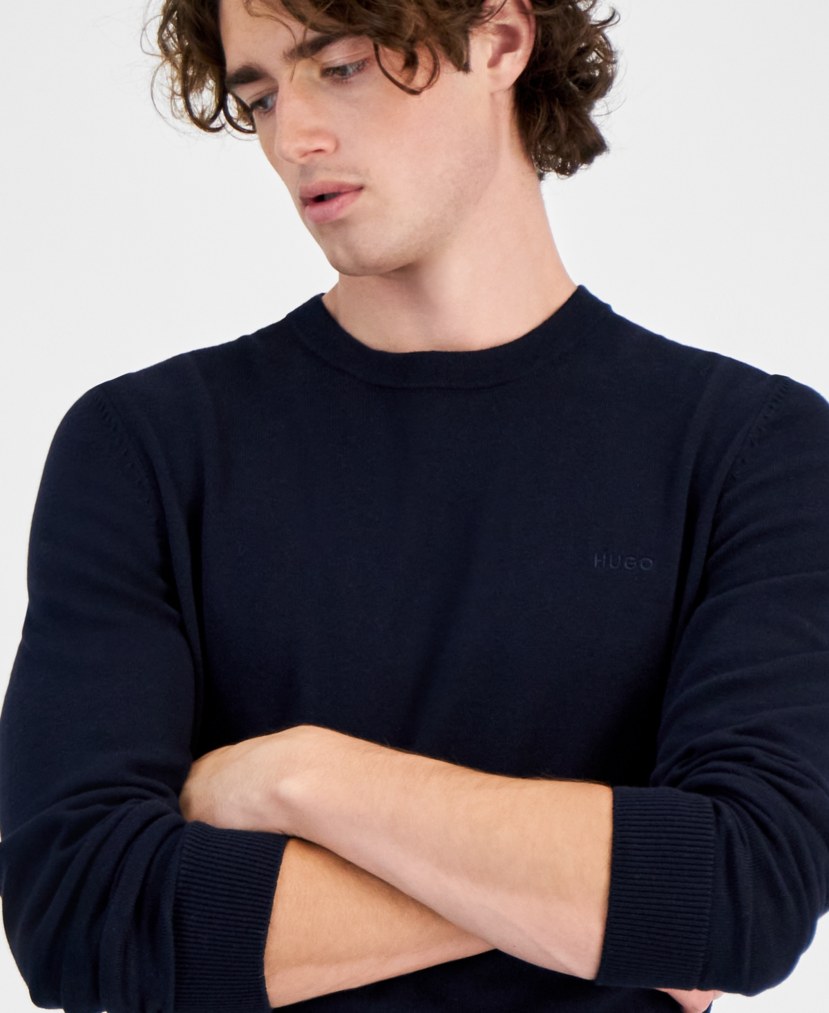 HUGO BOSS HUGO BY HUGO BOSS MEN'S SAN CASSIUS LOGO SWEATER, CREATED FOR MACY'S 