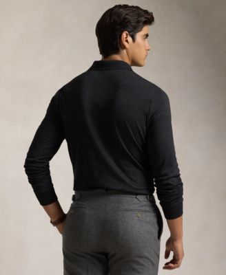 Men's Classic-Fit Long Sleeve Soft Cotton Polo Shirt