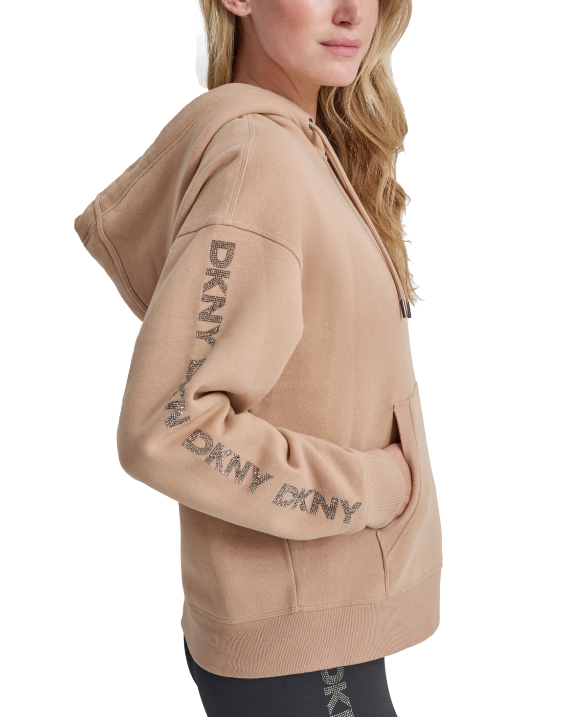 Dkny Sport Women's Rhinestone Logo Fleece Hoodie