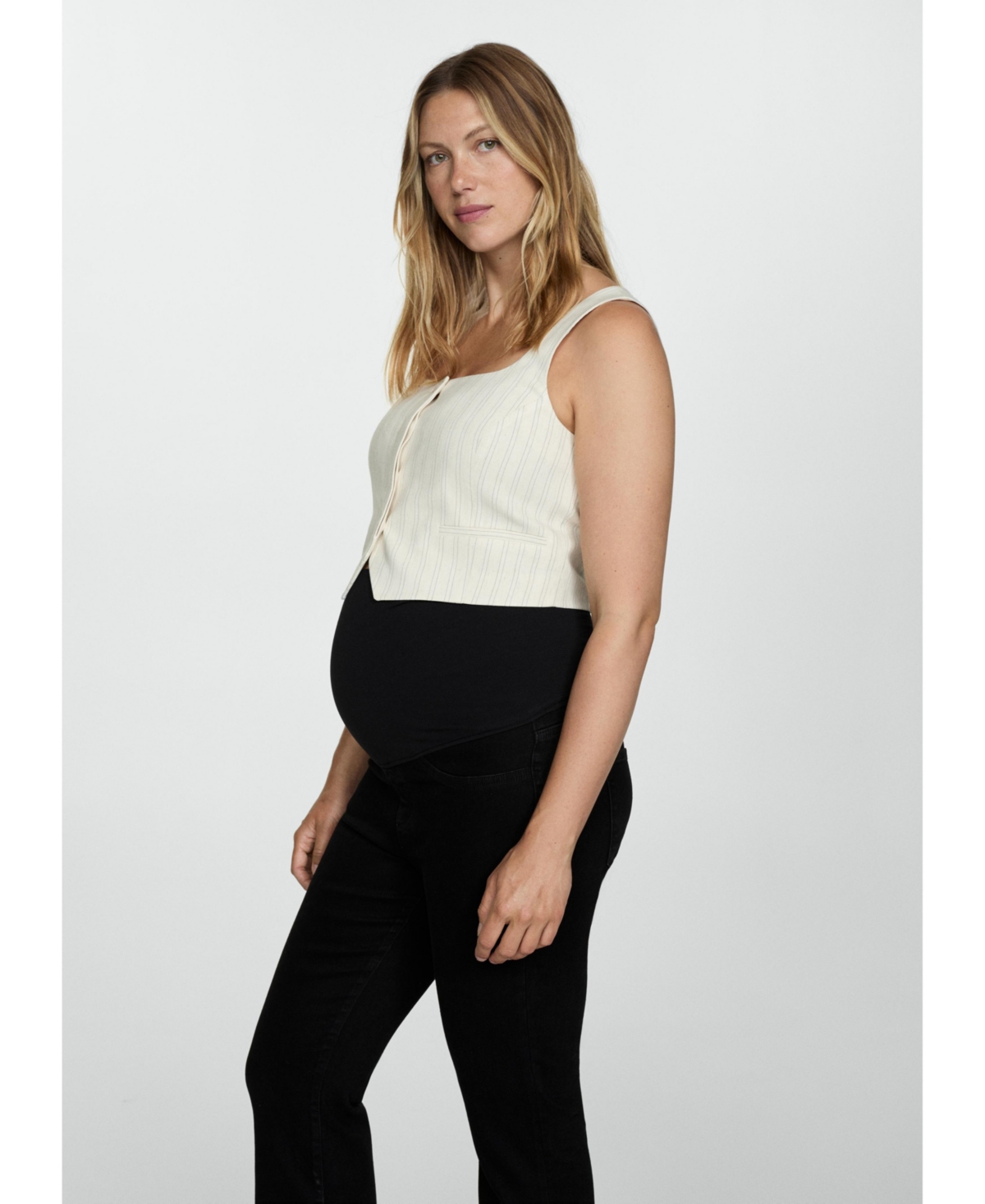 Mango Over The Bump Flare Leg Maternity Jeans In Black Denim