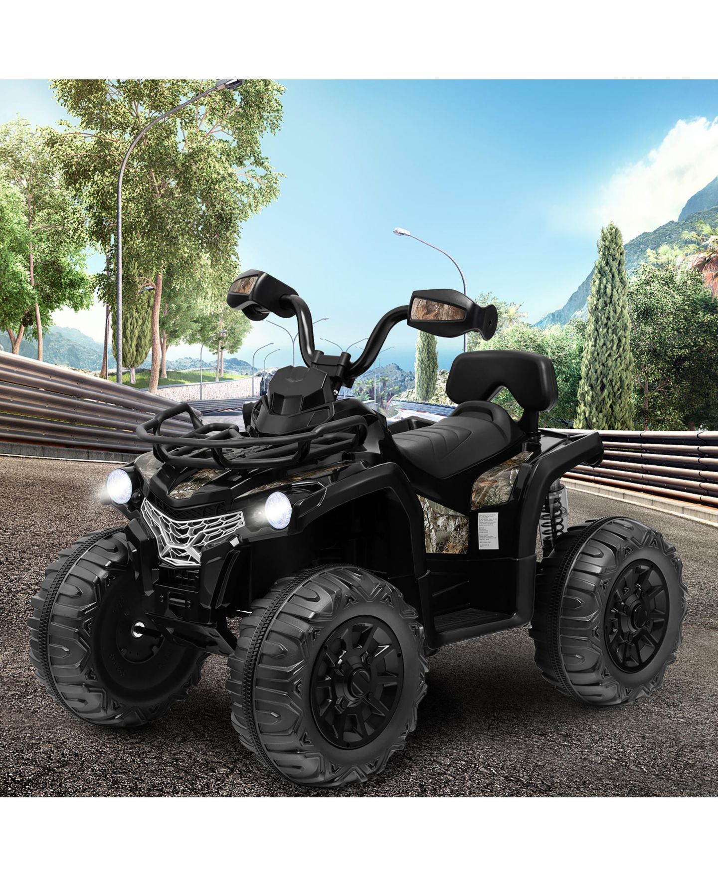 Детская игрушка Costway 12V Kids Ride-On Electric 4-Wheeler with 2-Speed and MP3, 66 lbs. Capacity, Ages 3-8, цвет: Чёрный — фото 2