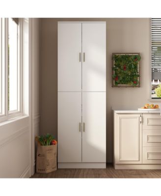 White Wooden Accent Bookcase, Sideboard, with Adjustable Shelves