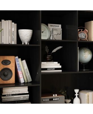 FAMAFY 15-Shelf Standard Bookshelf with Adjustable Shelves, 4 Drawers