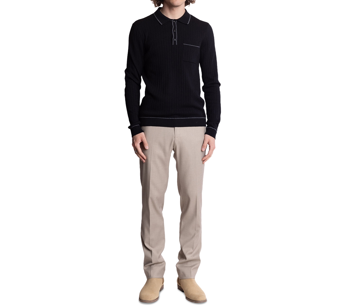 Paisley & Gray Men's Tipped Long-Sleeve Polo Shirt