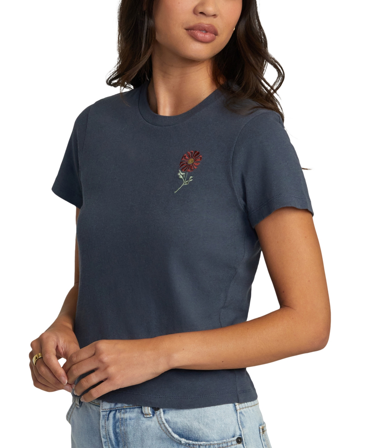 RVCA WOMEN'S FLORAL GRAPHIC COTTON T-SHIRT 