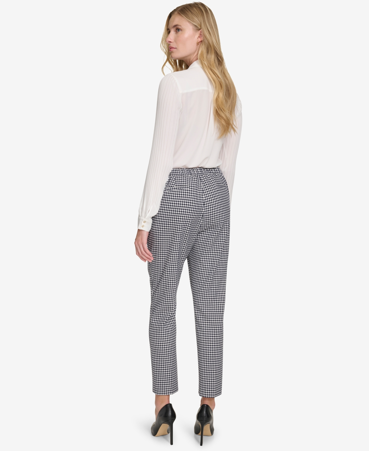 Tommy Hilfiger Women's Gingham Sloane Mid-Rise Ankle Pants -ivr