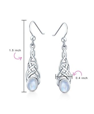 Blue Topaz Amethyst Moonstone Celtic Knot Dangle Earrings in Sterling Silver