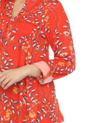 Women's Paisley Button Front Tunic Top