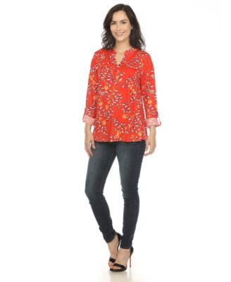 Women's Paisley Button Front Tunic Top