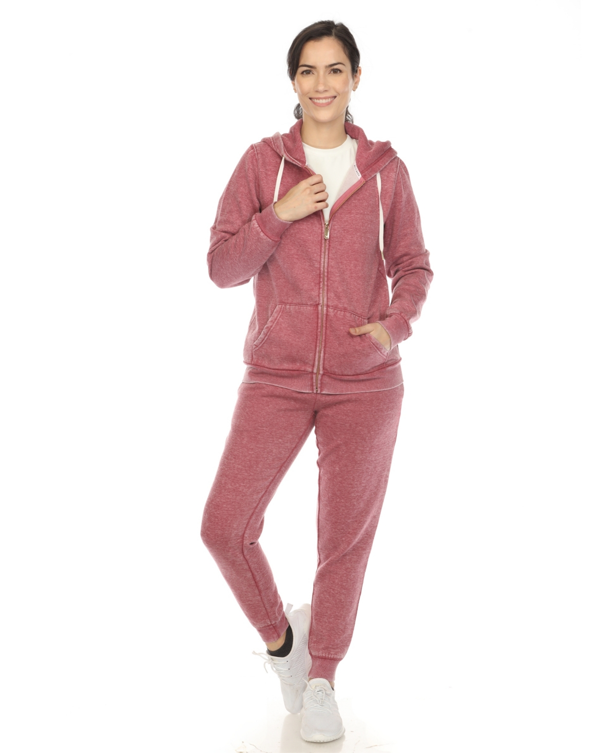 White Mark Women's Burnout Jogger Set In Lilac