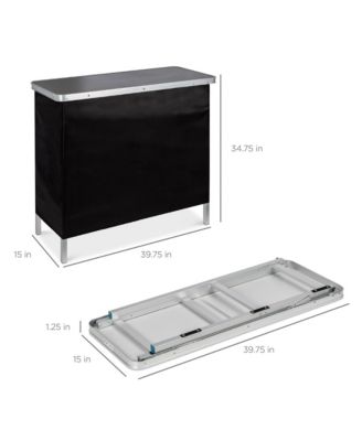 Portable Pop-Up Bar Table for Indoor/Outdoor, Party, Picnic w/ Carrying Case, Removable Skirt