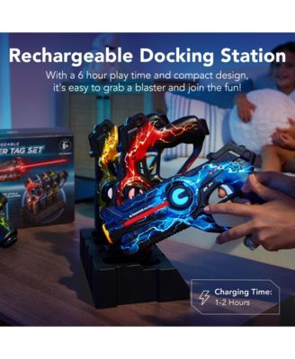 Set of 4 Rechargeable Laser Tag Blasters, No Vests Needed w/ Docking Station, 4 Settings