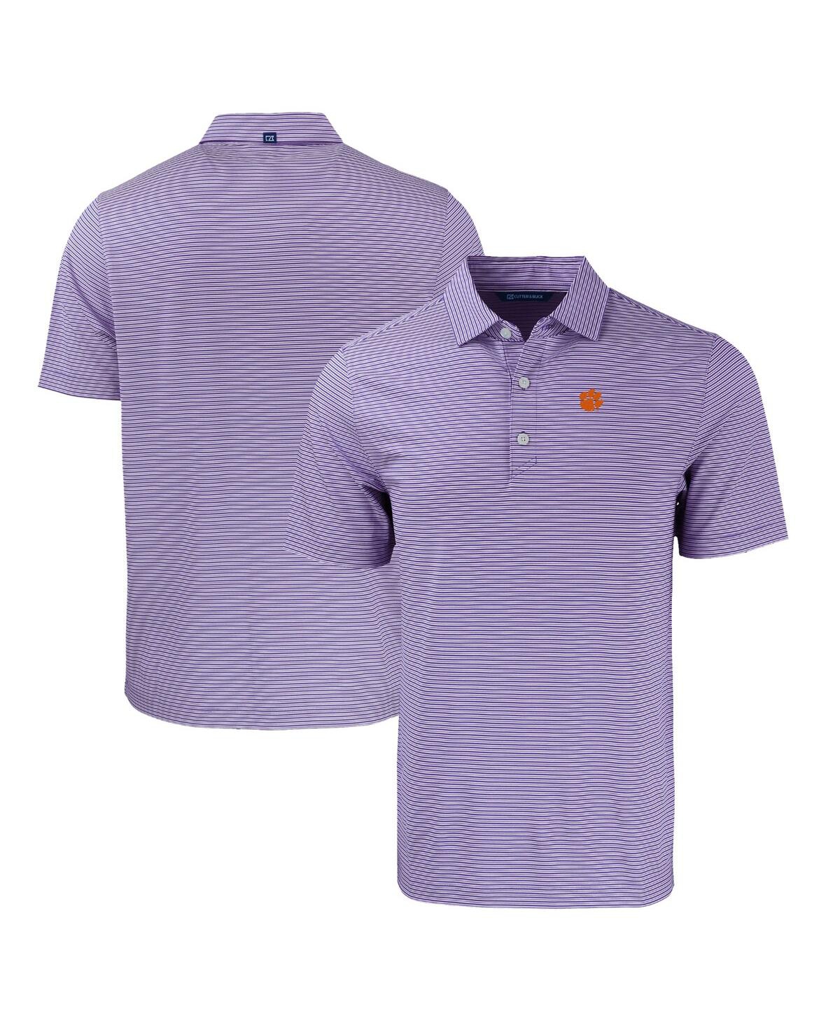 Cutter & Buck Men's Clemson Tigers Forge Eco Double Stripe Stretch Polo In Purple