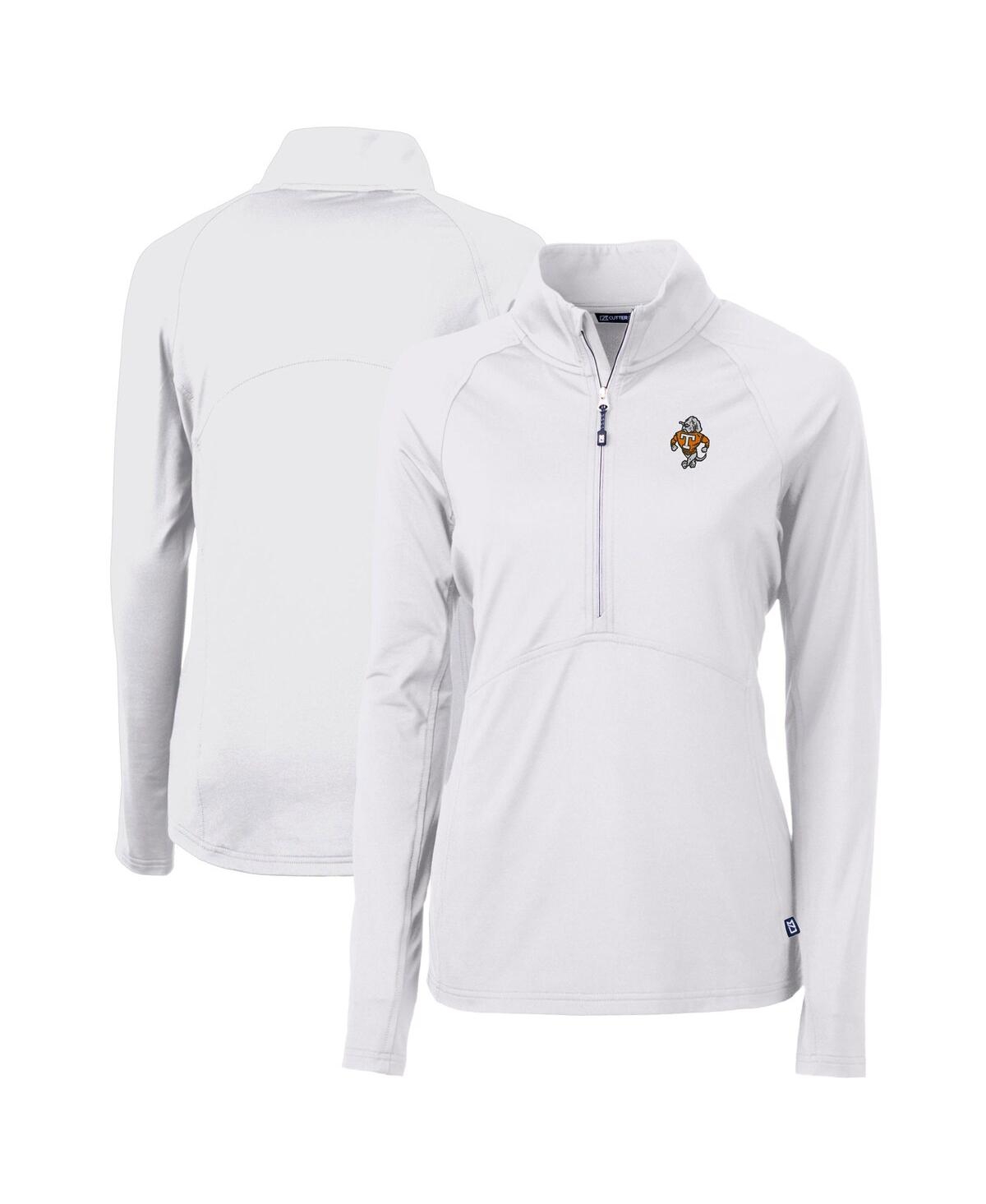 CUTTER & BUCK WOMEN'S TENNESSEE VOLUNTEERS VAULT DRYTEC ADAPT ECO KNIT STRETCH RAGLAN HALF-ZIP TOP 