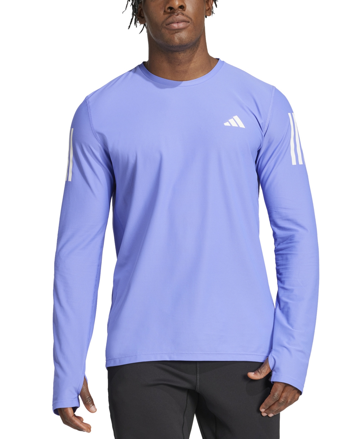 Adidas Originals Men's Own The Run Moisture-wicking Long-sleeve T-shirt In Semi Cobalt