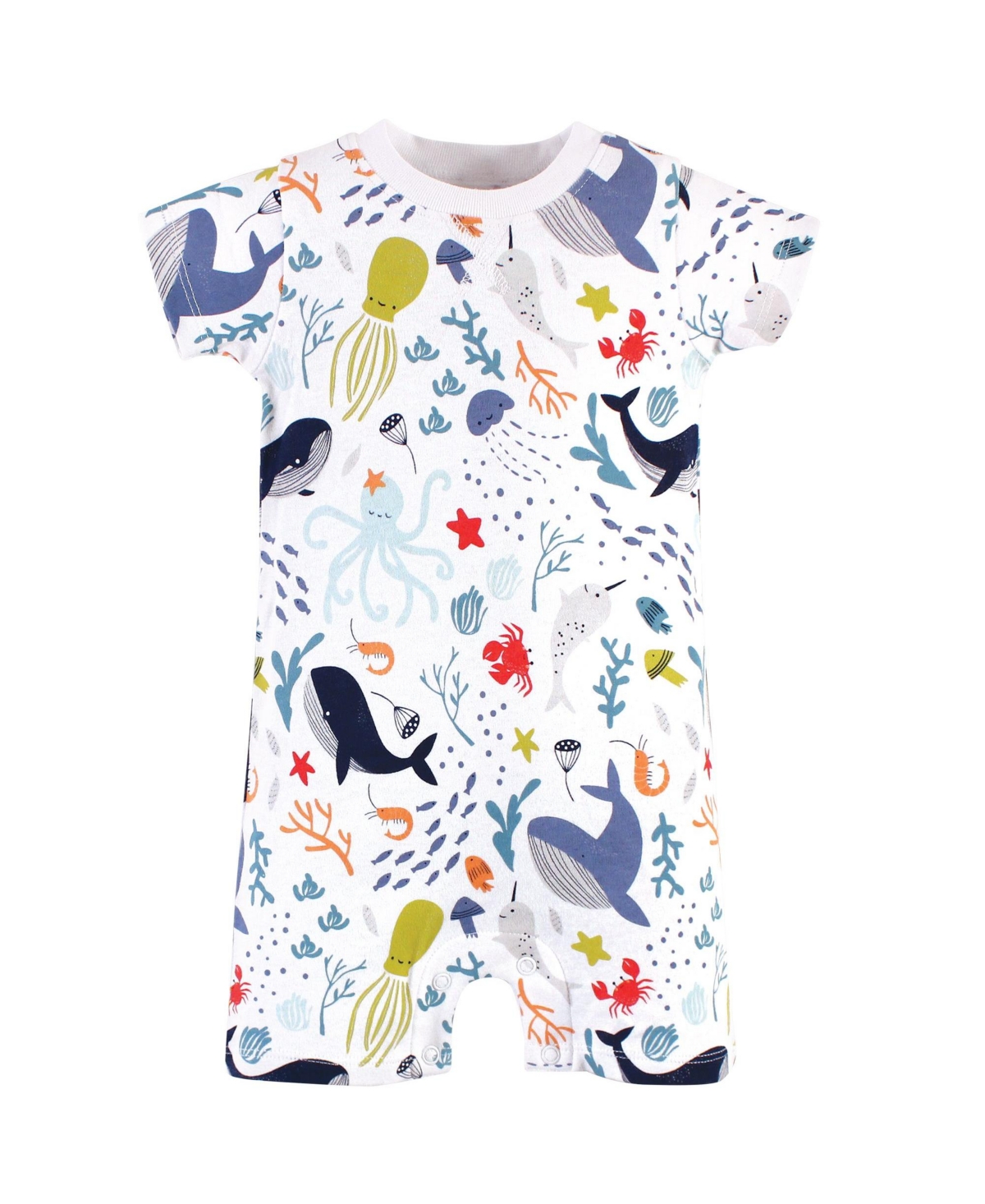 Touched by Nature Baby Boys Unisex Baby Organic Cotton Rompers,- Ocean