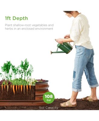 8x2x1ft Outdoor Metal Raised Oval Garden Bed, Planter Box for Vegetables, Flowers