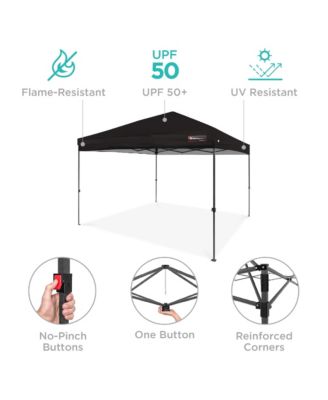 8x8ft Easy Setup Pop Up Canopy w/ 1-Button Setup, Wheeled Case, 4 Weight Bags