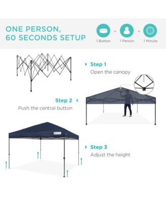 8x8ft Easy Setup Pop Up Canopy w/ 1-Button Setup, Wheeled Case, 4 Weight Bags