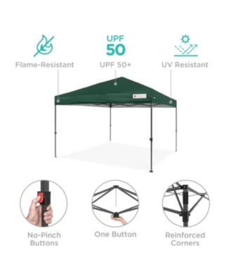 8x8ft Easy Setup Pop Up Canopy w/ 1-Button Setup, Wheeled Case, 4 Weight Bags