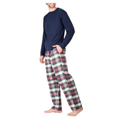 Men's Crew Neck Flannel Pajama Set