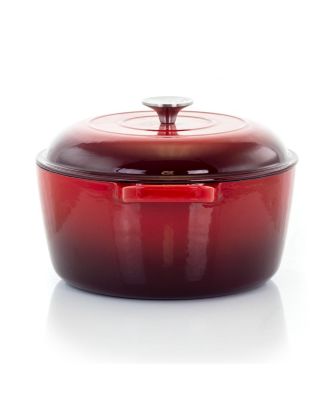 5 Quarts Round Enameled Cast Iron Casserole with Lid in Red