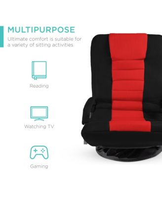 360-Degree Swivel Gaming Floor Chair w/ Armrest Handles, Foldable Adjustable Back