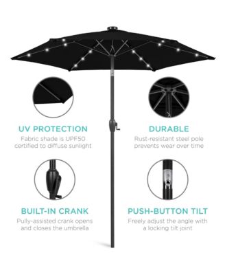 7.5ft Outdoor Solar Patio Umbrella for Deck, Pool w/ Tilt, Crank, LED Lights