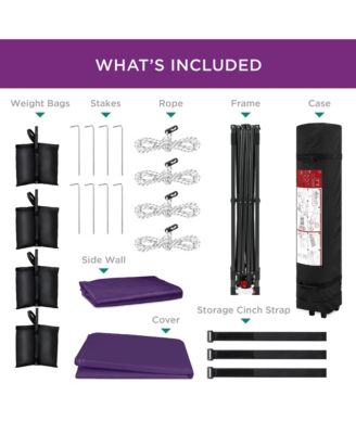 10x10Ft Easy Setup Pop-Up Canopy Tent with Side Wall, 1-Button Push, and Carrying Case