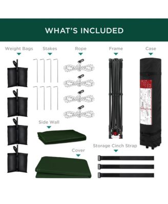 10x10Ft Easy Setup Pop-Up Canopy Tent with Side Wall, 1-Button Push, and Carrying Case