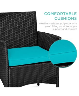 3-Piece Outdoor Wicker Patio Bistro Set with 2 Chairs and Table