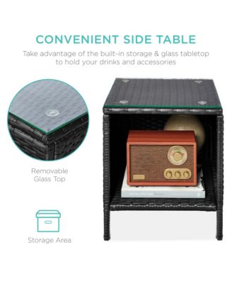 3-Piece Outdoor Wicker Patio Bistro Set with 2 Chairs and Table