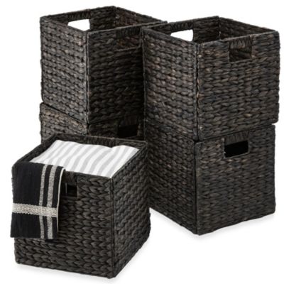 in Hyacinth Storage Baskets, Set of 5 Multipurpose Collapsible Organizers