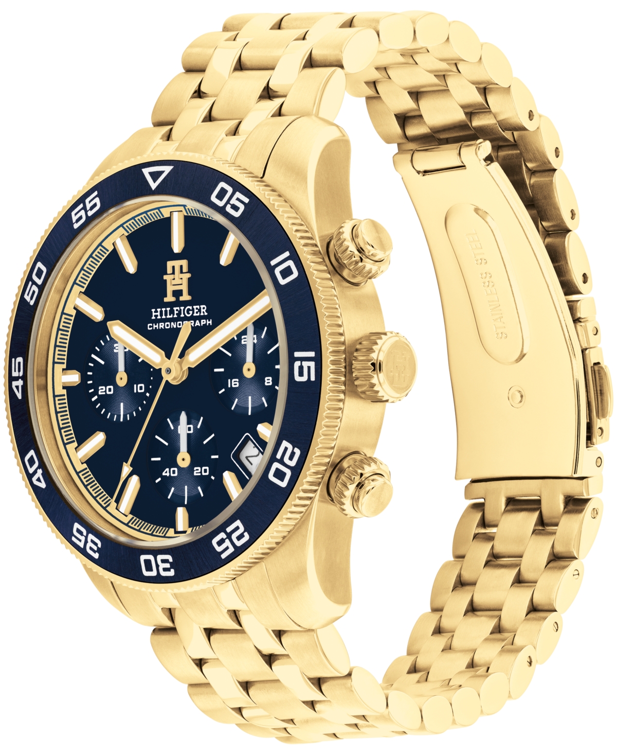 Tommy Hilfiger Men's Chronograph Gold-tone Stainless Steel Bracelet Watch 41mm In Gold