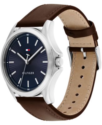 Men's Quartz Brown Leather Strap Watch 42mm