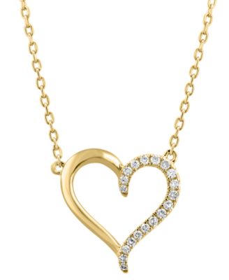 EFFY&reg; Diamond Heart 18" Pendant Necklace (1/8 ct. t.w.) in Sterling Silver or Gold-Plated Sterling Silver