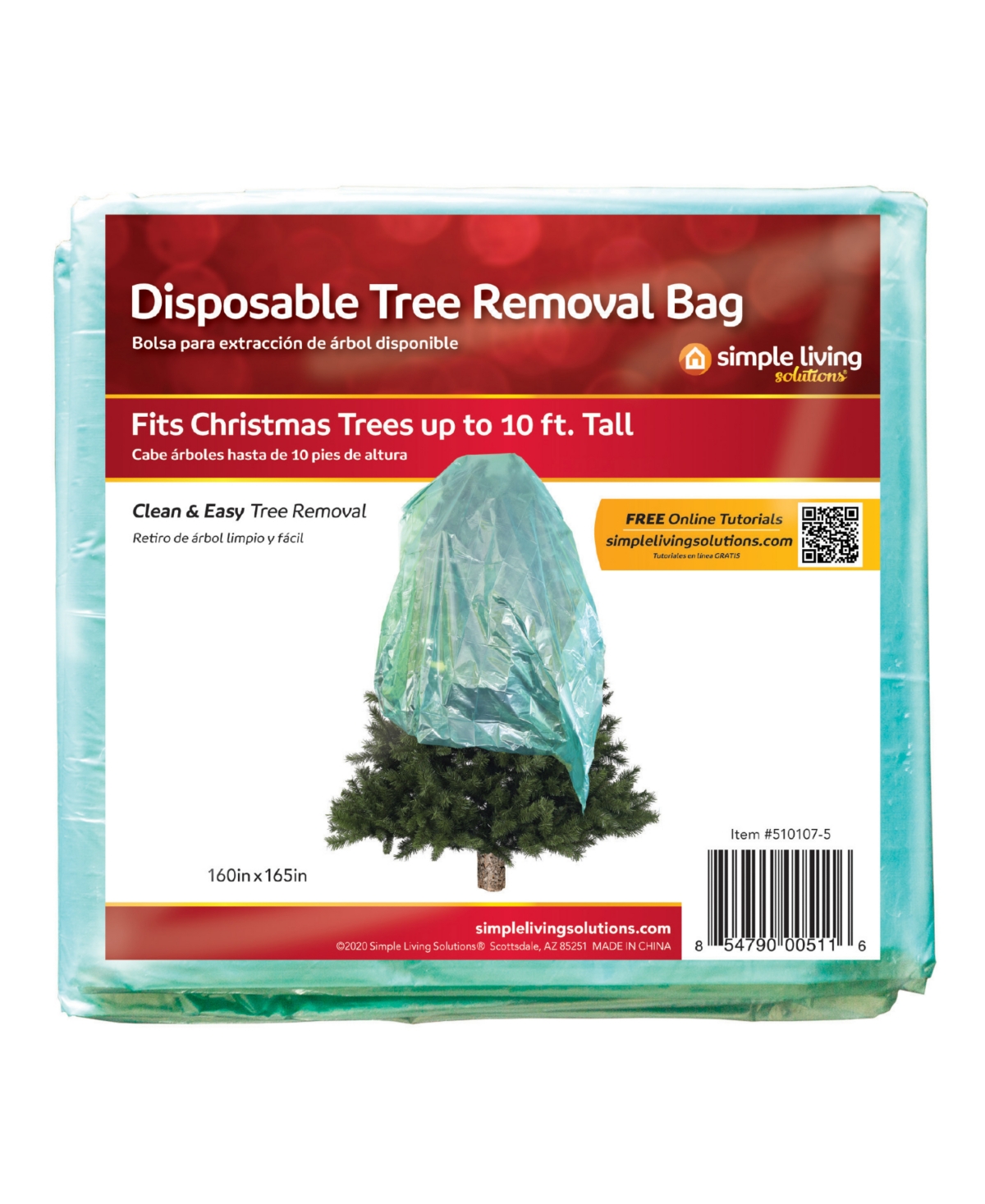 Northlight Disposable Christmas Tree Removal Bag - Fits trees up to 10ft tall
