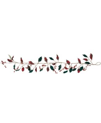 5' Plaid Holly with Jingle Bells Christmas Garland - Unlit