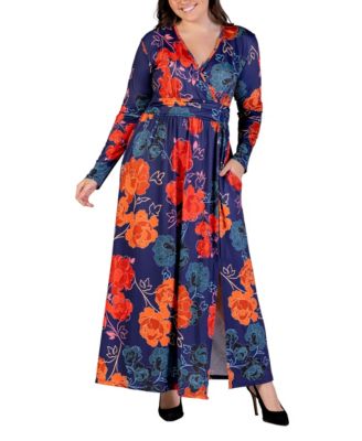 Plus Size Floral Long Sleeve Maxi Dress