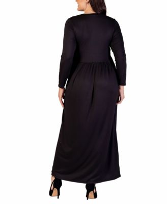 Plus Size Long Sleeve Maxi Dress with Pockets