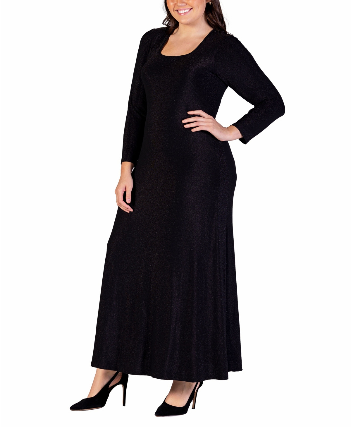 24seven Comfort Apparel Plus Size Long Sleeve Maxi Dress